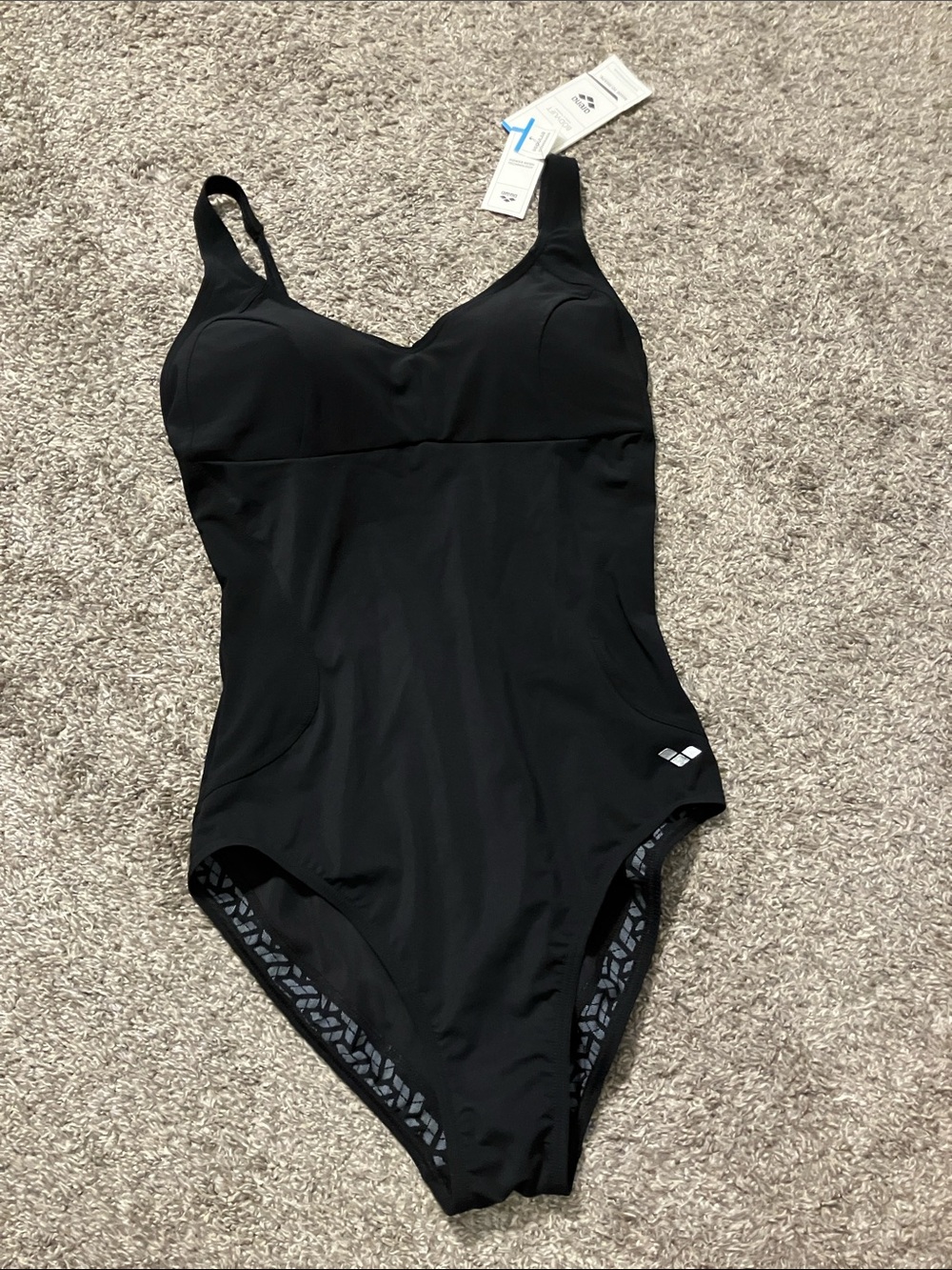 NWT Arena Bodylift Black One-Piece Swimsuit with Built-In Support size USA 38